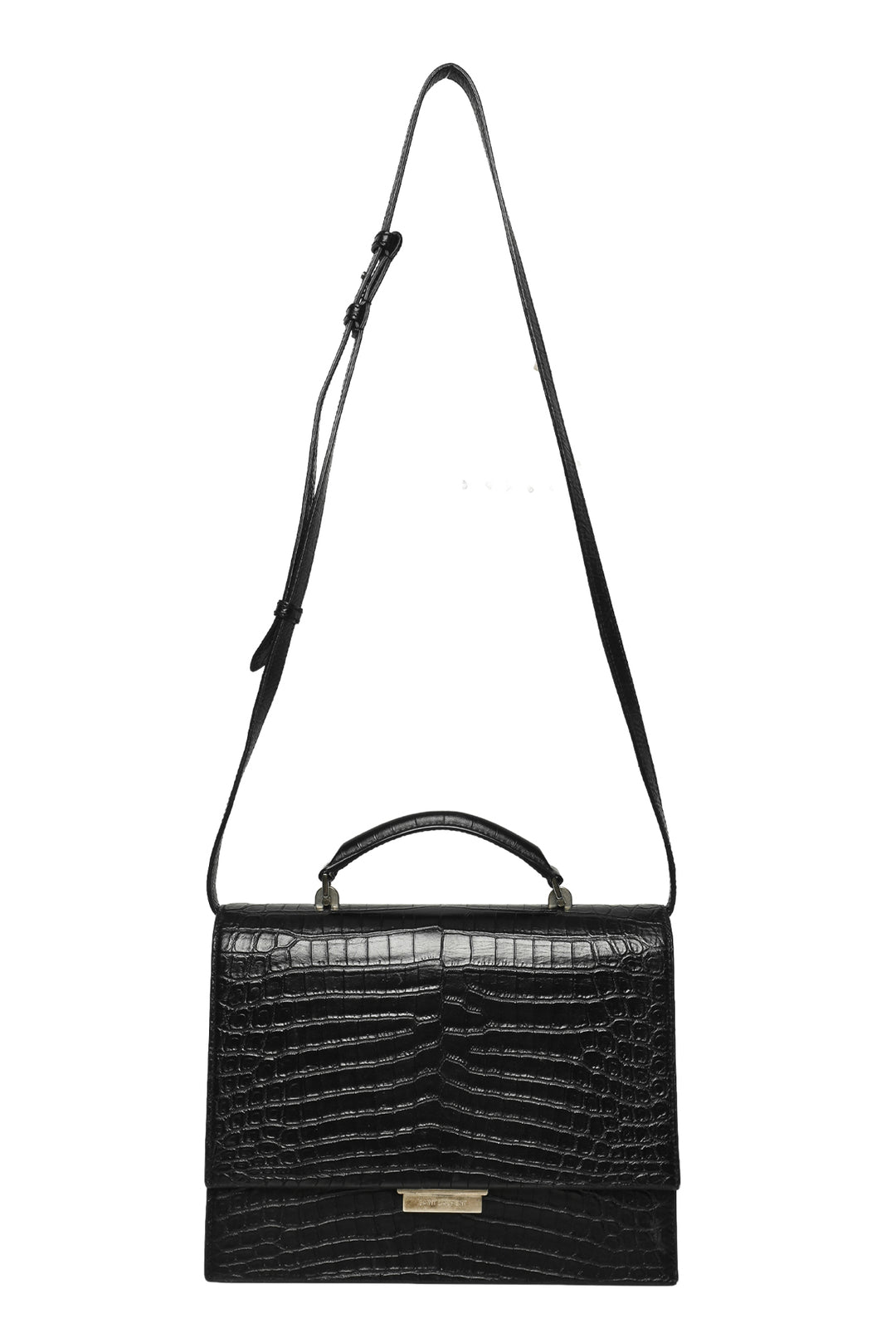 Saint Laurent 2017 Croc Embossed Leather Medium Babylone Top Handle Purse