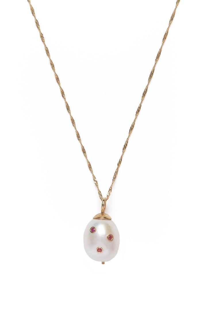 Ariel Gordon 14K Gold & Ruby Baroque Pearl Drop Necklace