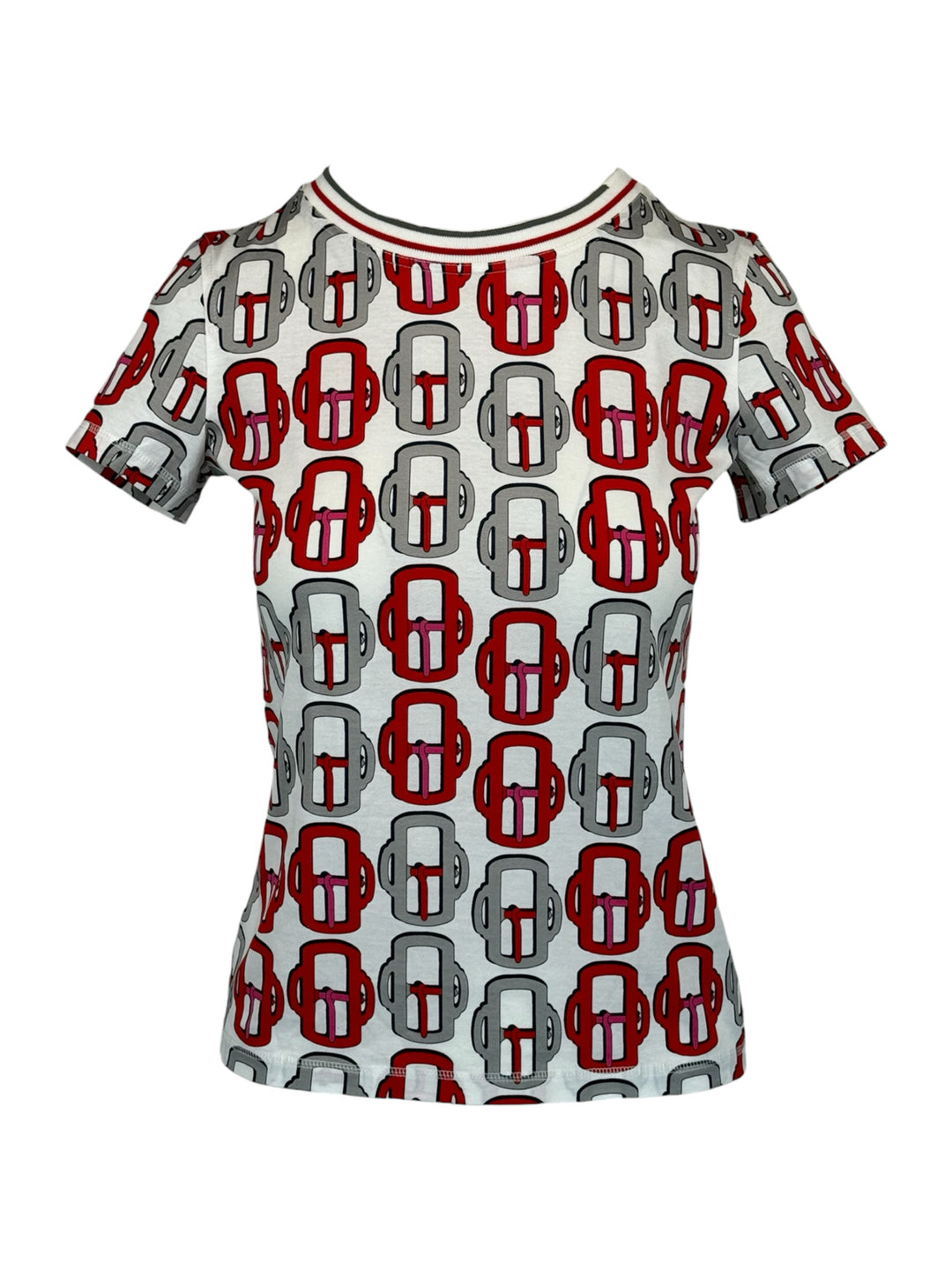 Hermes Size 34 Printed Cotton T-Shirt