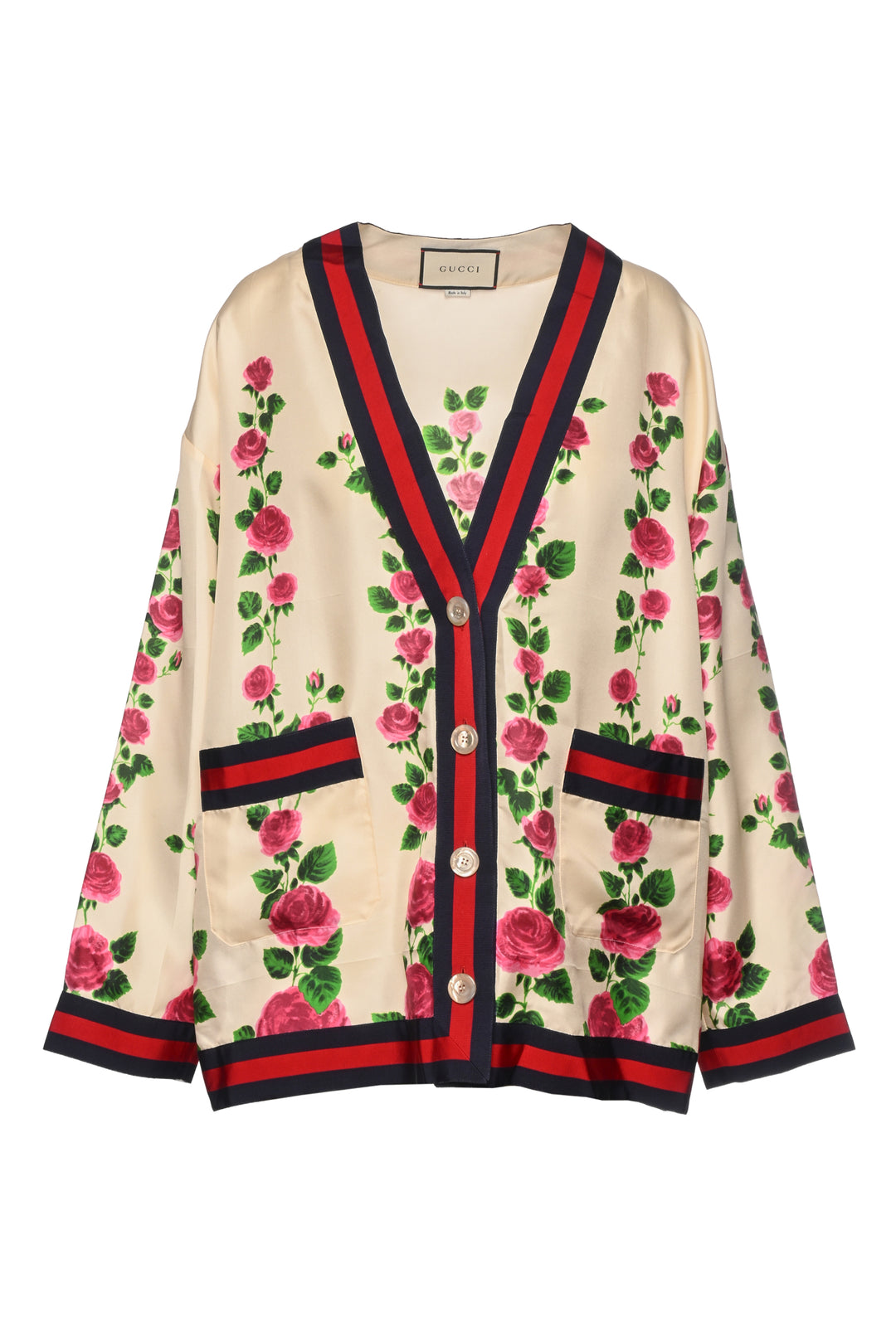 Gucci Size 40 2017 Floral Silk Cardigan