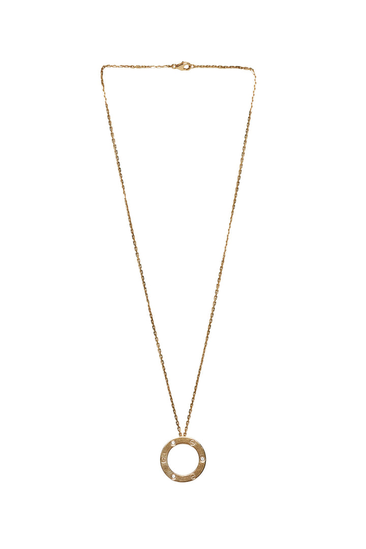 Cartier 18k Rose Gold Love Pendant 3 Diamond Necklace