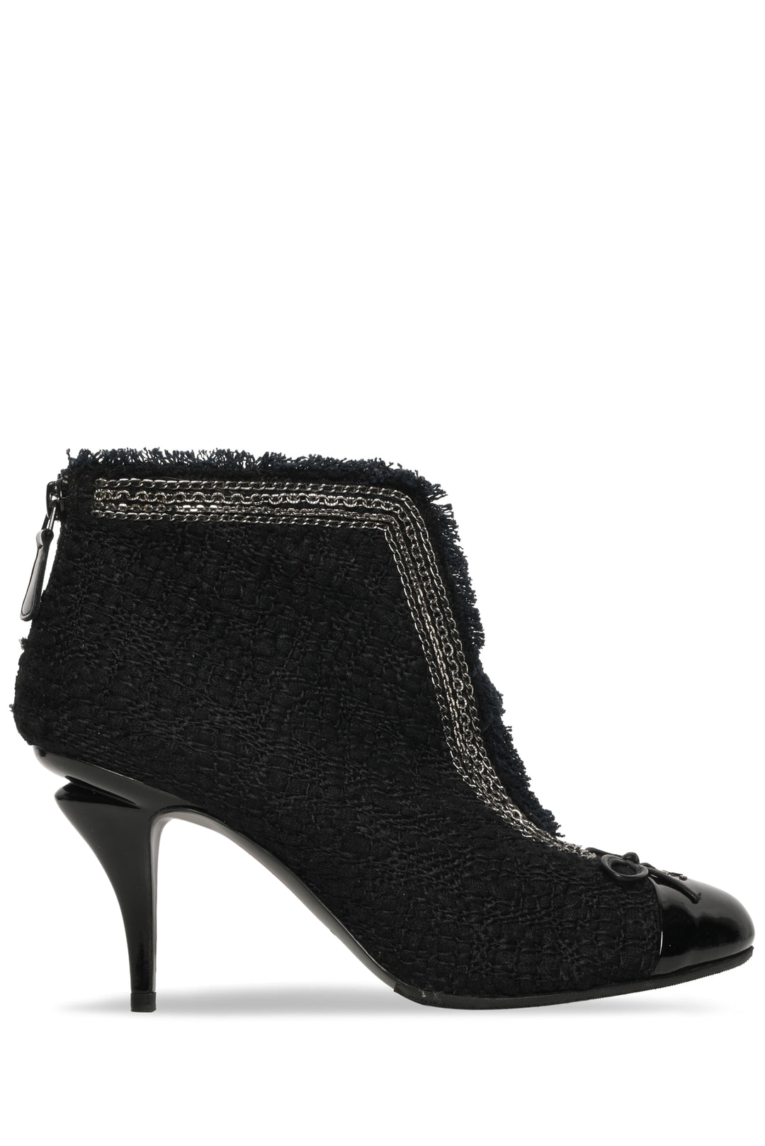 Chanel Size 39.5 Tweed Interlocking CC Cap Toe Ankle Boots