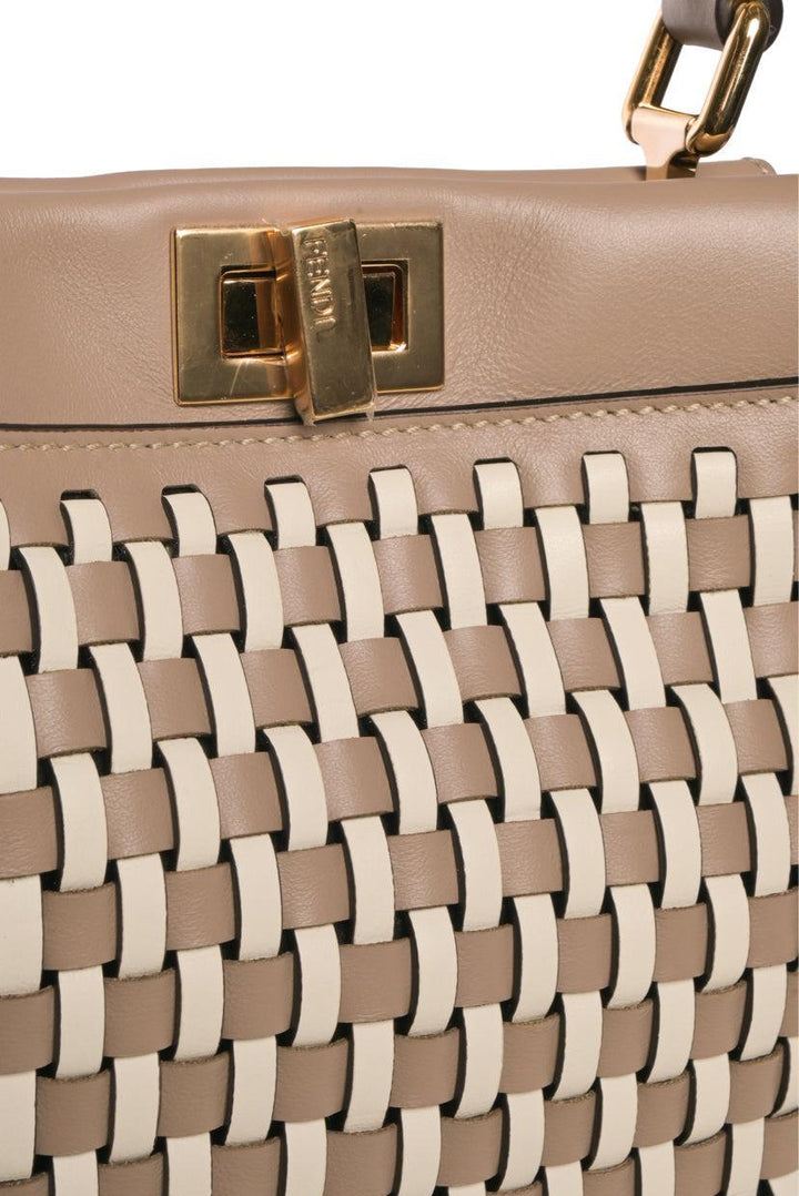 Fendi Mini Peekaboo Woven Top Handle Bag