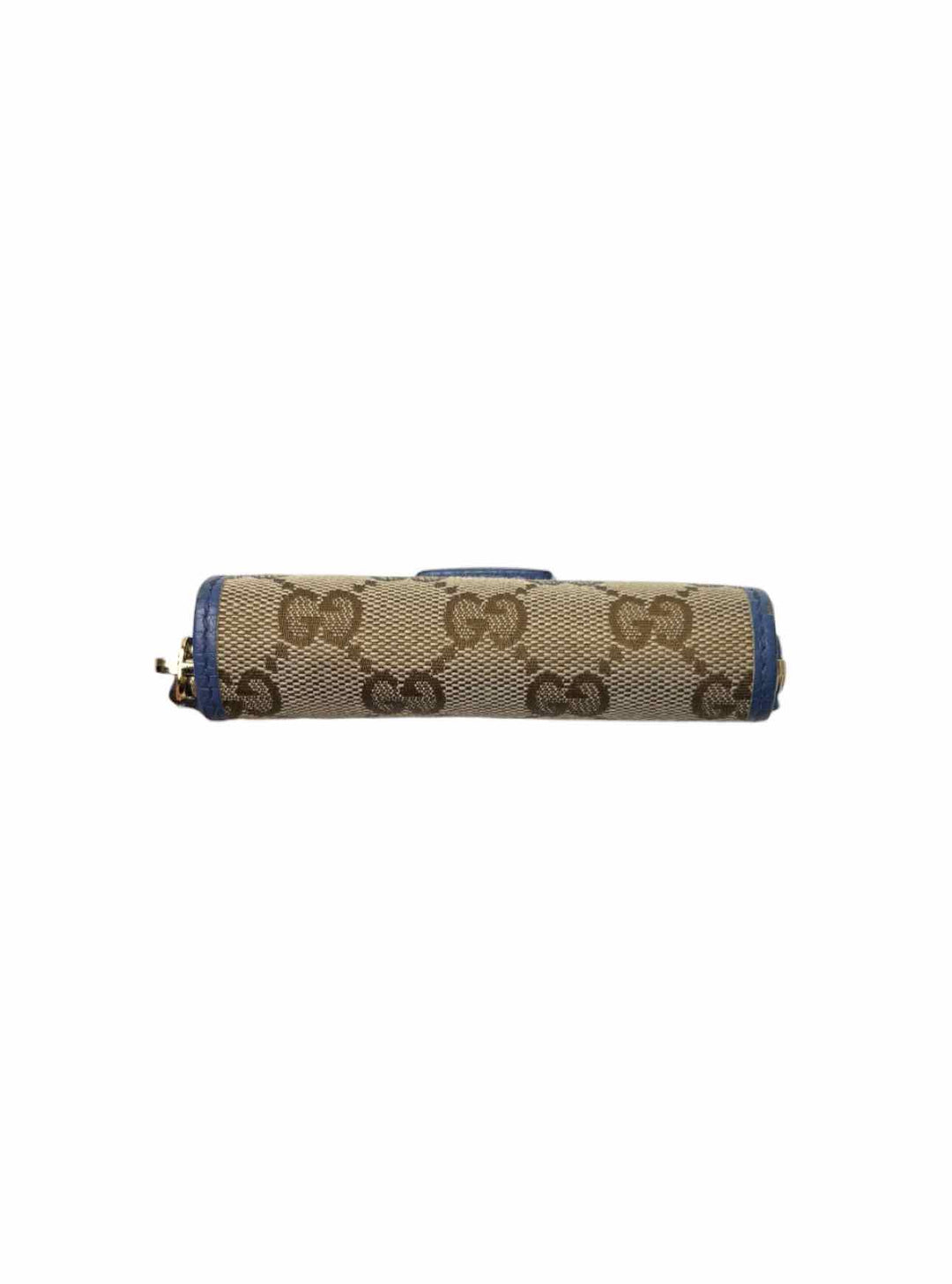 Gucci Size French GG Canvas w/Caspian Blue Leather Wallet