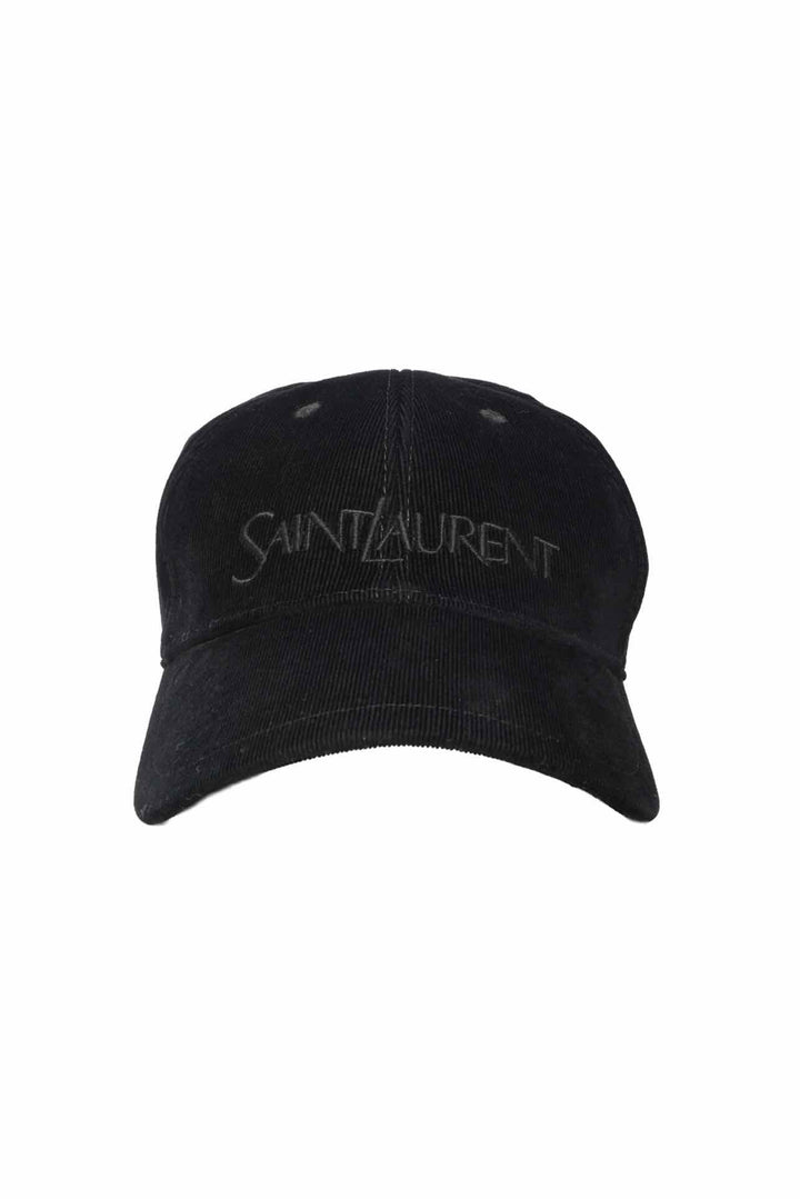 Saint Laurent Logo-Embroidered Cordurory Baseball Cap Hat
