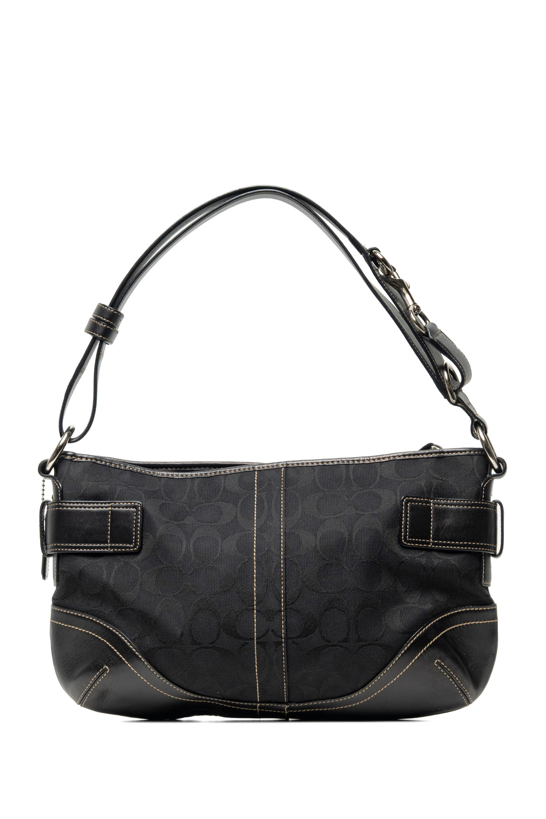 Coach Signature Canvas & Leather Double Buckle Shoulder Bag