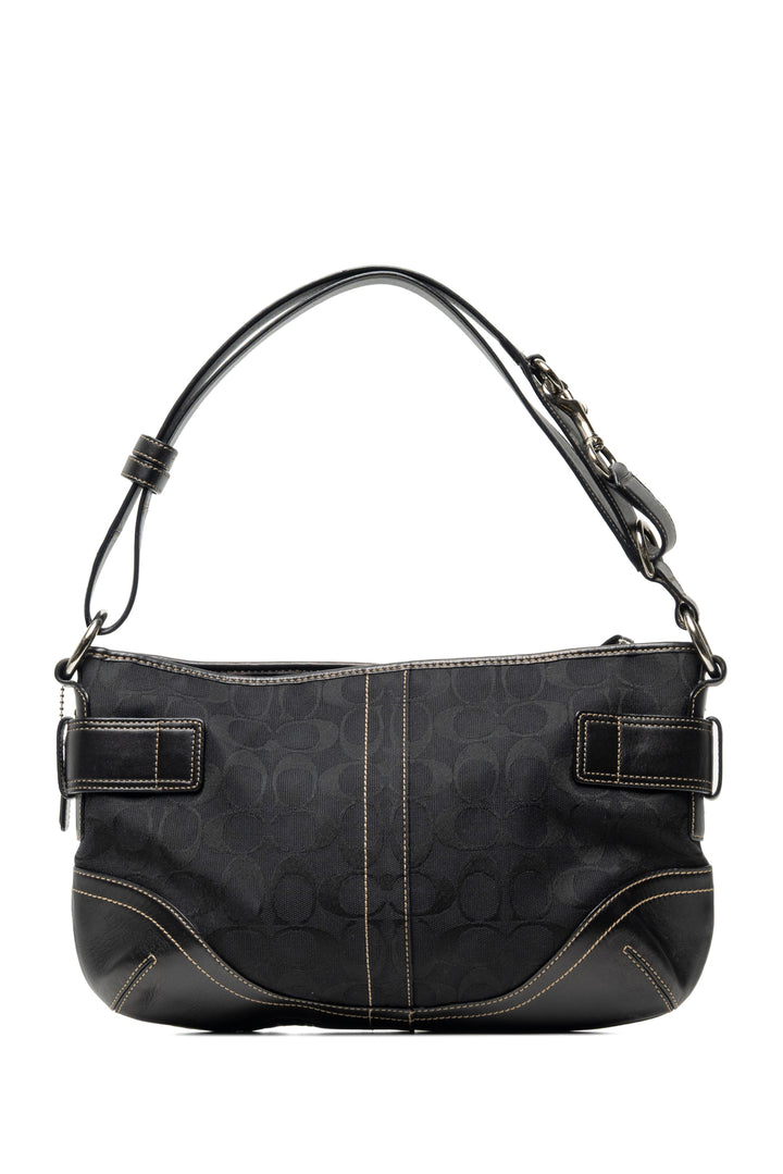 Coach Signature Canvas & Leather Double Buckle Shoulder Bag