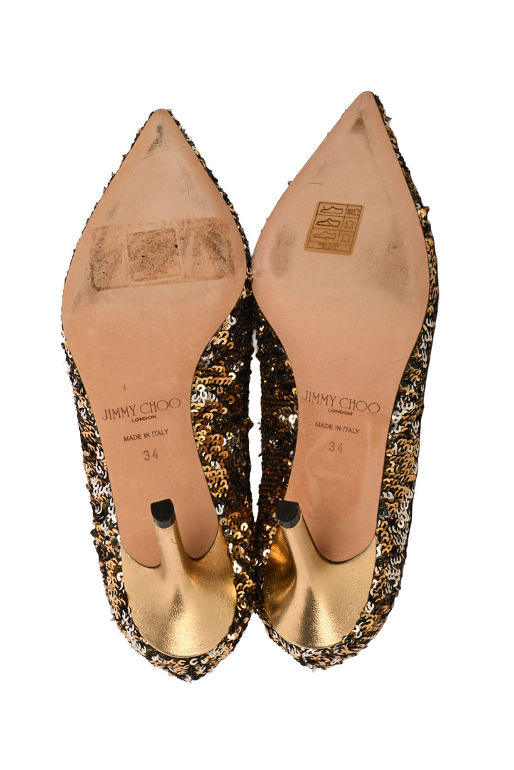 Jimmy Choo Size 34 Double Faced Sequin Agnes Pumps