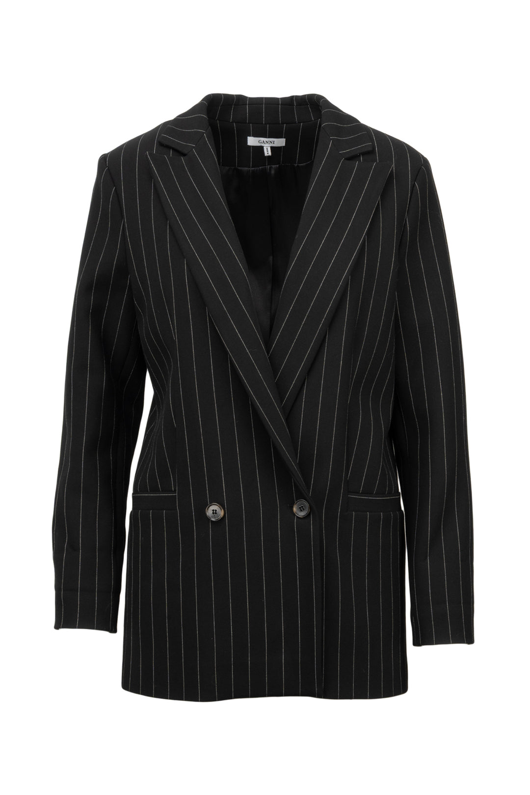 Ganni Size 36 Double Breasted Pinstripe Blazer