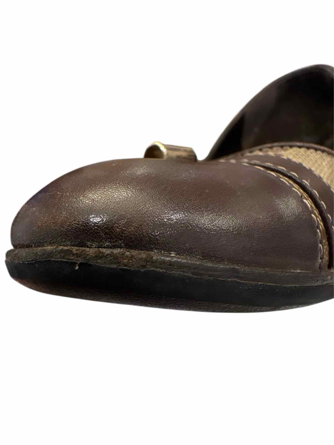 Gucci Size 6 GG Logo Coated Canvas & Leather Pumps