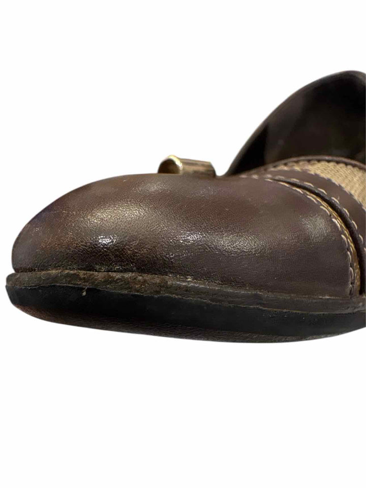 Gucci Size 6 GG Logo Coated Canvas & Leather Pumps