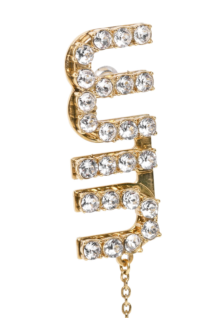 Miu Miu Crystal Logo Embellished Drop Earrings