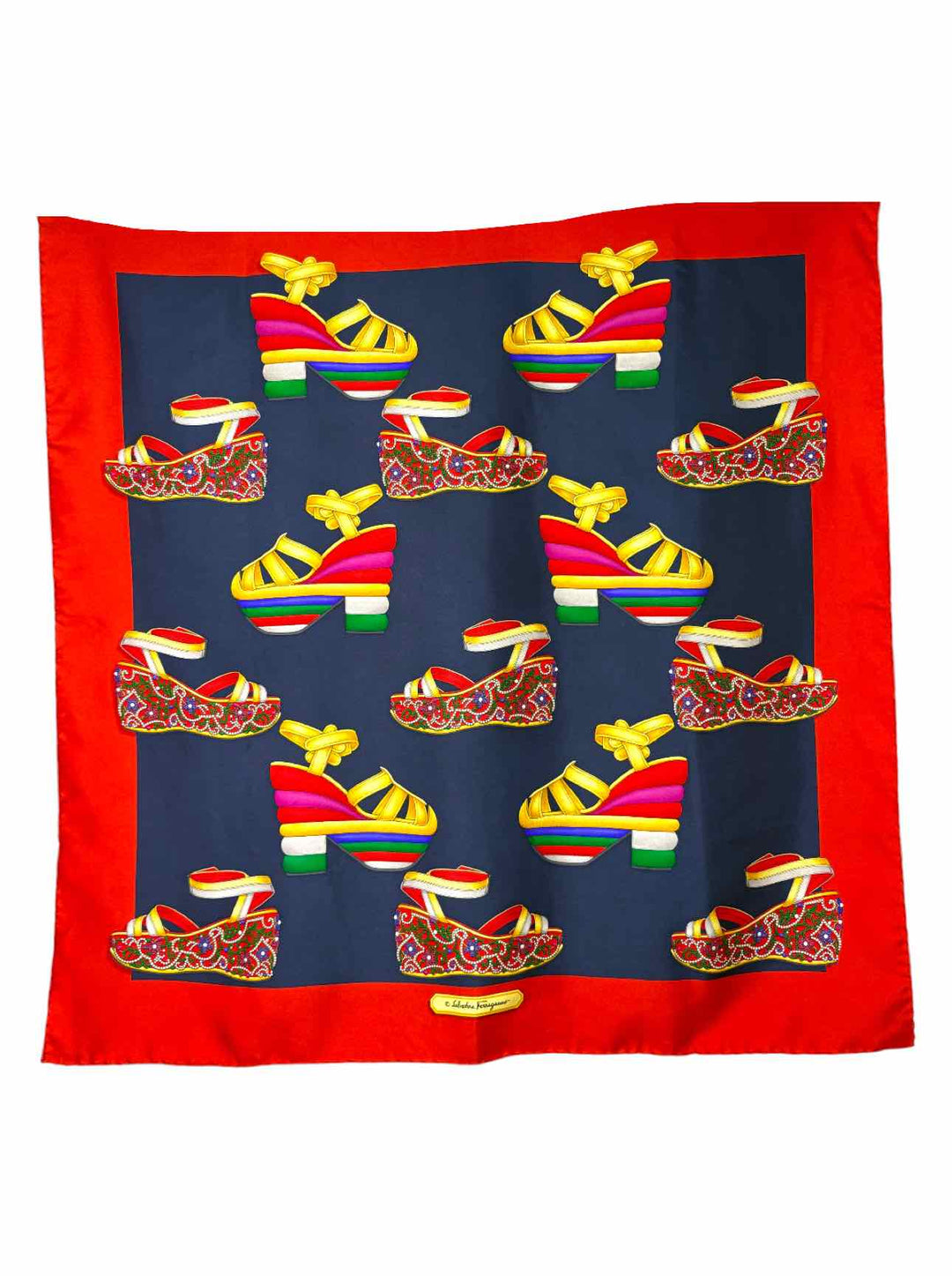Ferragamo Iconic Shoe Pattern Silk Scarf