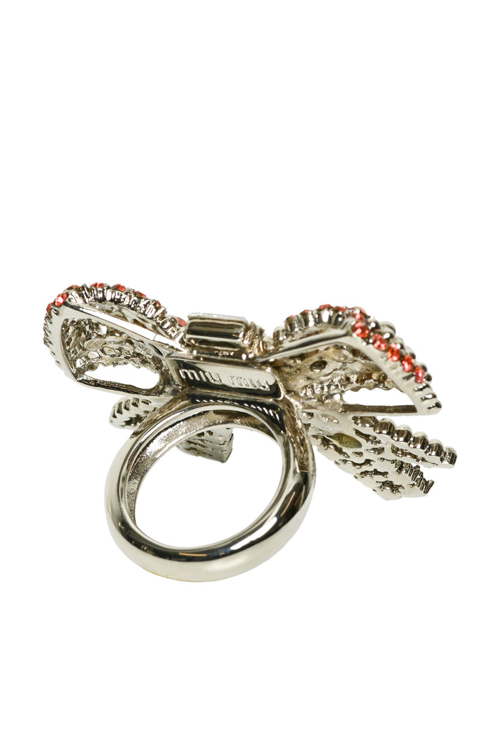 Miu Miu Size 7 Crystal Bow Ring