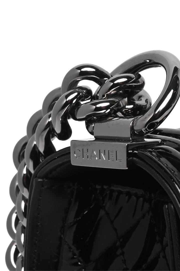Chanel 2013-2014 Patent Chevron Quilted Small Boy Bag