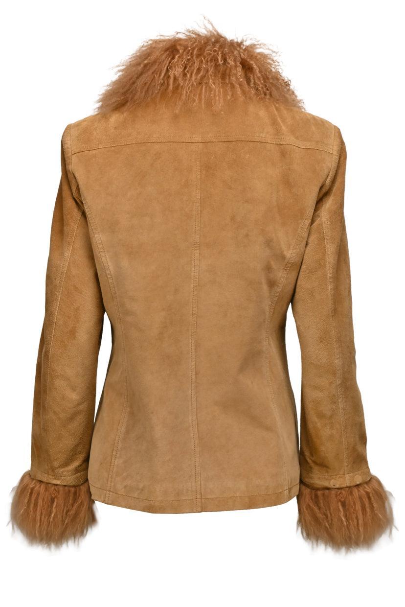 Max & Co Size 10 Fur Trim Suede Jacket