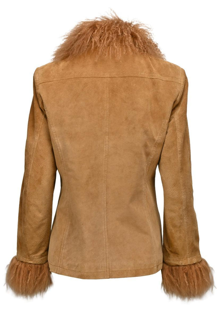 Max & Co Size 10 Fur Trim Suede Jacket