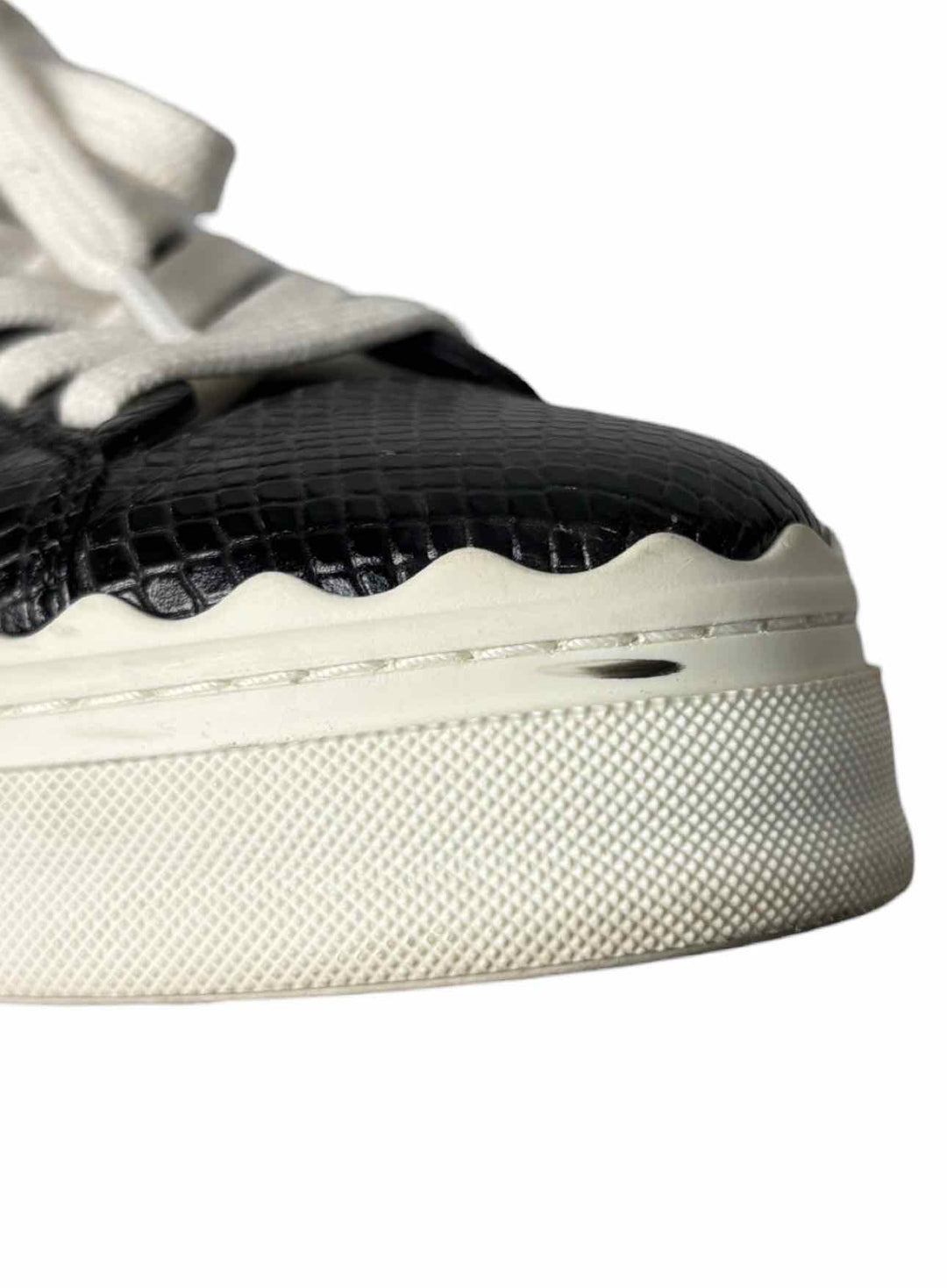 Chloe Size 37 Lauren Low-top Python-embossed Leathe Sneaker