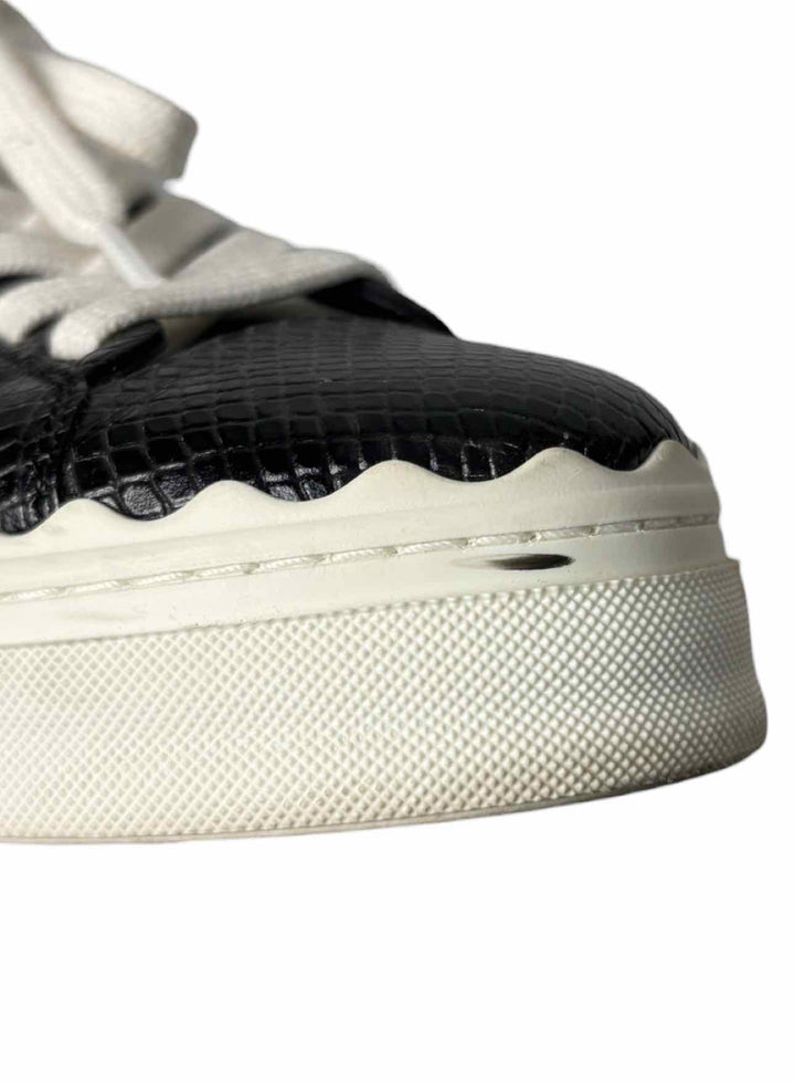 Chloe Size 37 Lauren Low-top Python-embossed Leathe Sneaker