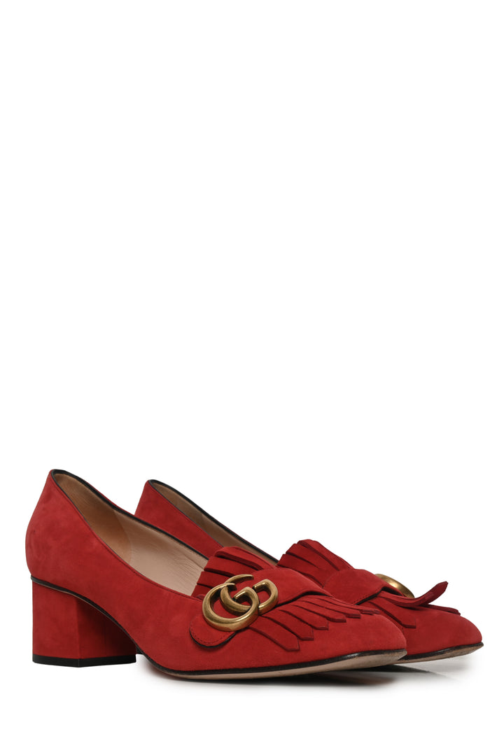Gucci Size 38.5 Suede Marmont Loafer Mid-Heel Pumps