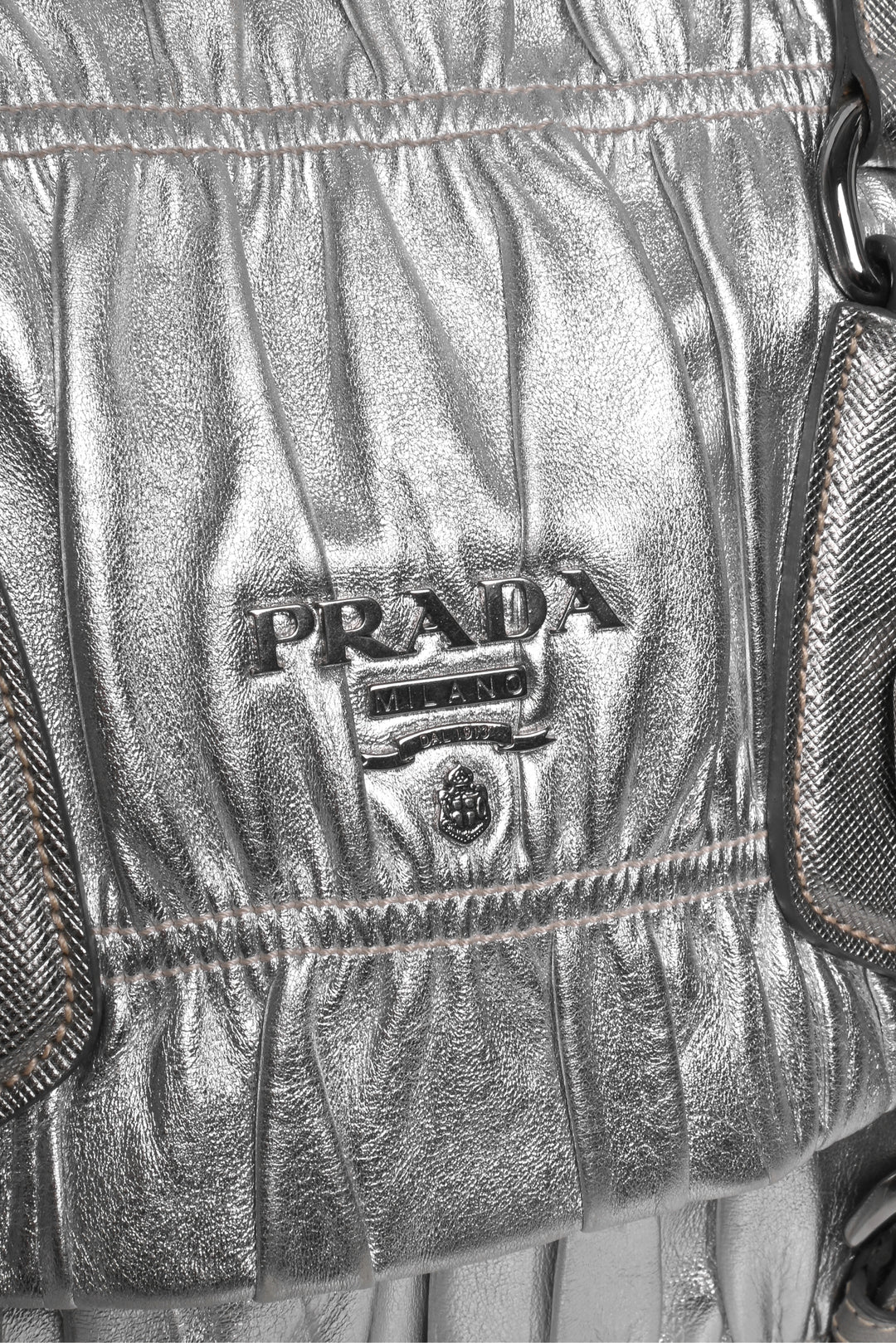 Prada Metallic Nappa Gaufre Leather Messenger Shoulder Bag