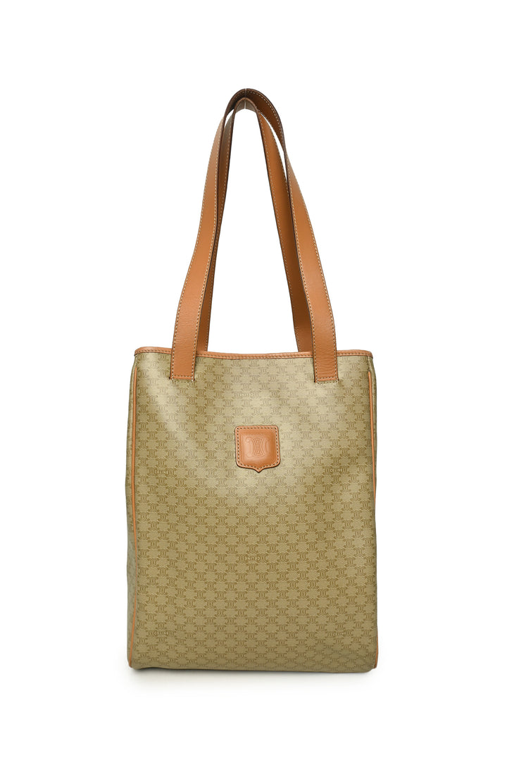 Celine Vintage Macadam Triomphe Coated Canvas Vertical Tote