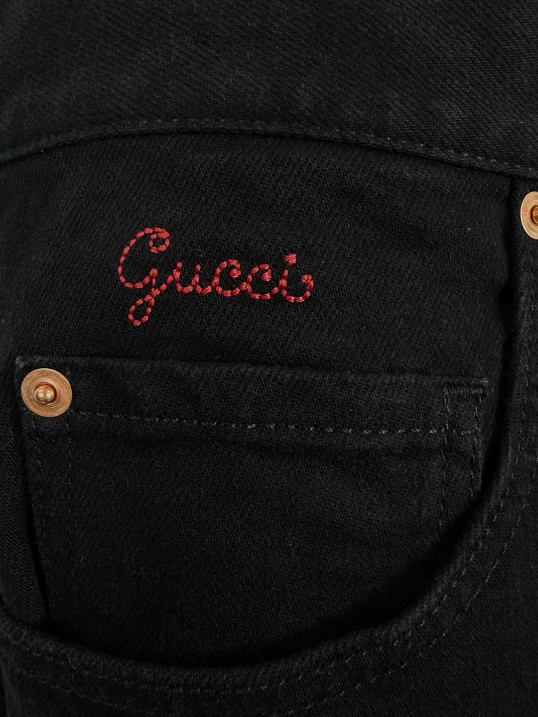 Gucci Size 36 Men's Logo Embroidered Black Jeans