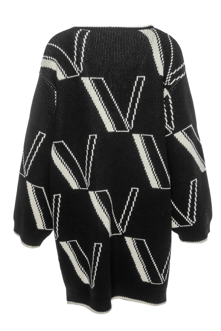 Valentino Size M Wool & Cashmere Blend V Print Cardigan