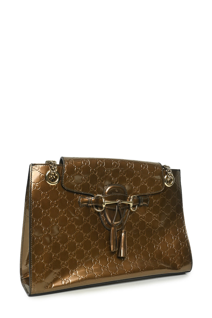 Gucci Guccissima Patent Emily Chain Shoulder Bag