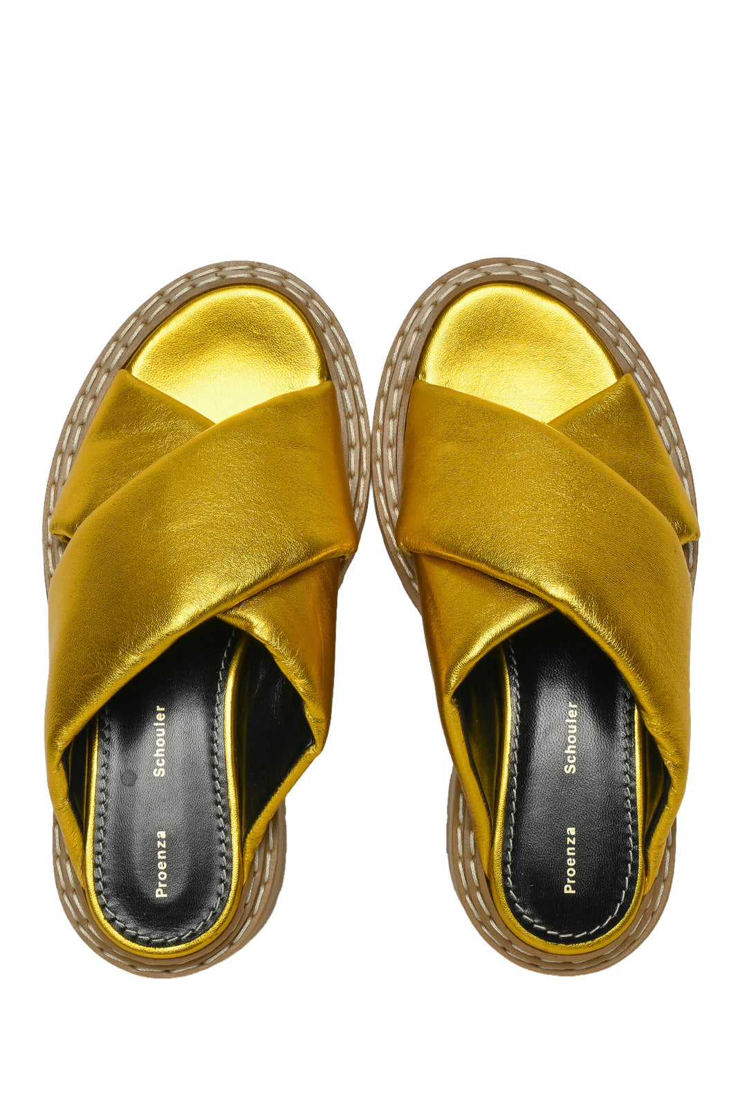 Proenza Schouler Size 36.5 Metallic Leather Platform Sandals