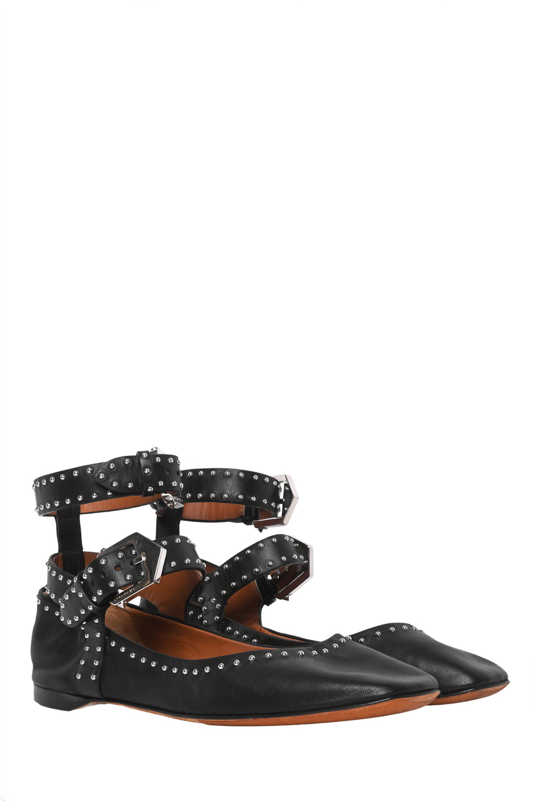 Givenchy Size 36 Elegant Studded Calfskin Ankle Strap Ballet Flats