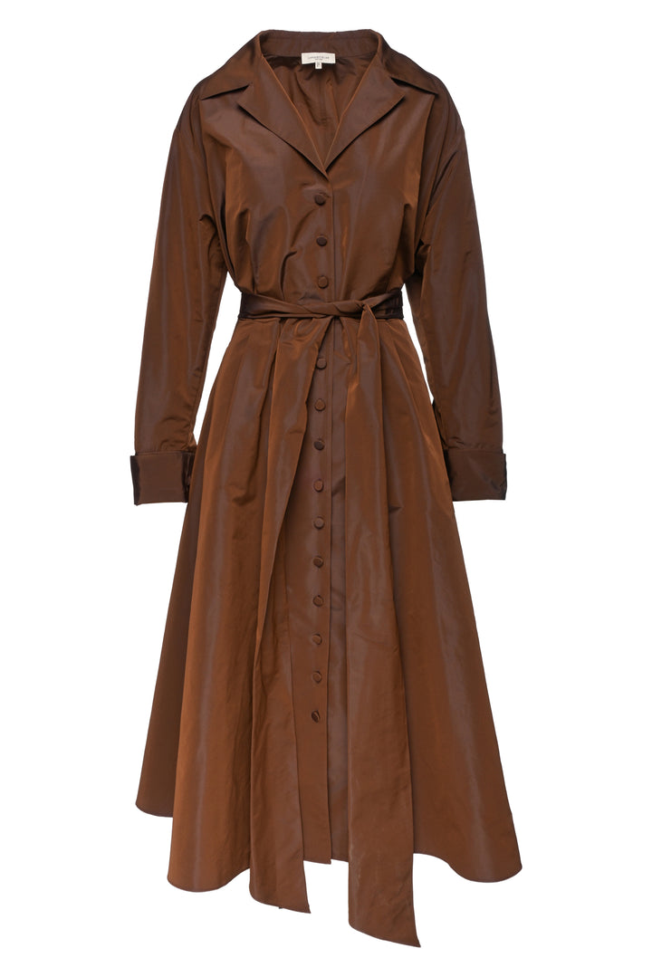 Lafayette 148 Size L Long Sleeve Belted Taffeta Shirt Dress