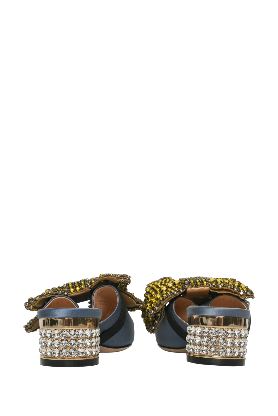 Gucci Size 36 Crystal Bow Accent Satin Heeled Mules