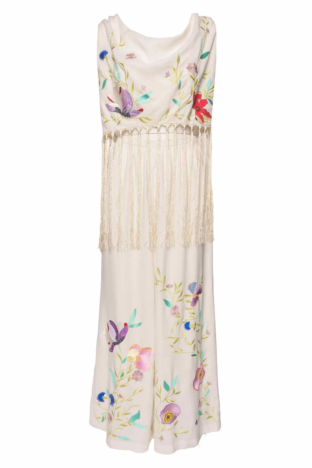 Forte_Forte Size 2 Heaven Sleeveless Fringe Floral Top & Pant Set