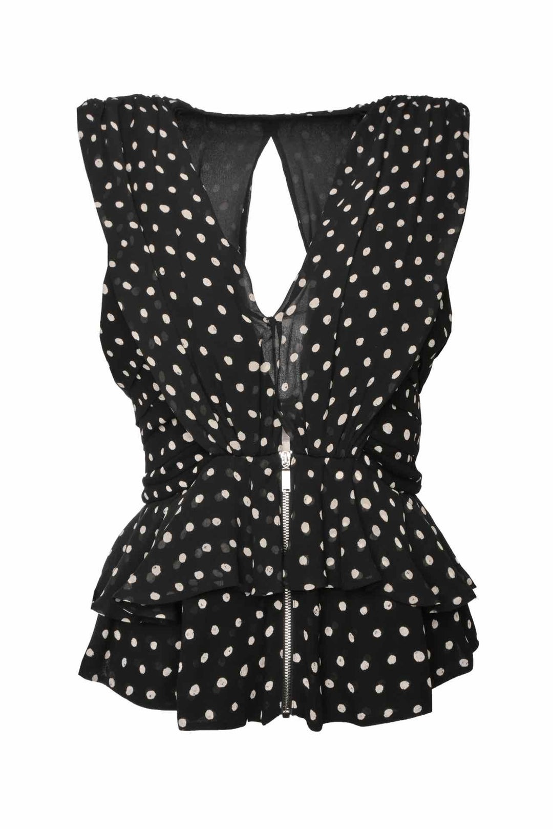 Saint Laurent Size 38 2017 Silk Polkadot Ruffled Tops