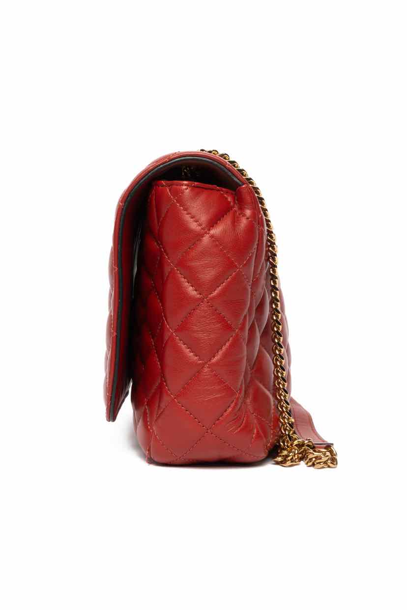 Versace Red Quilted Leather Shoulder Bag