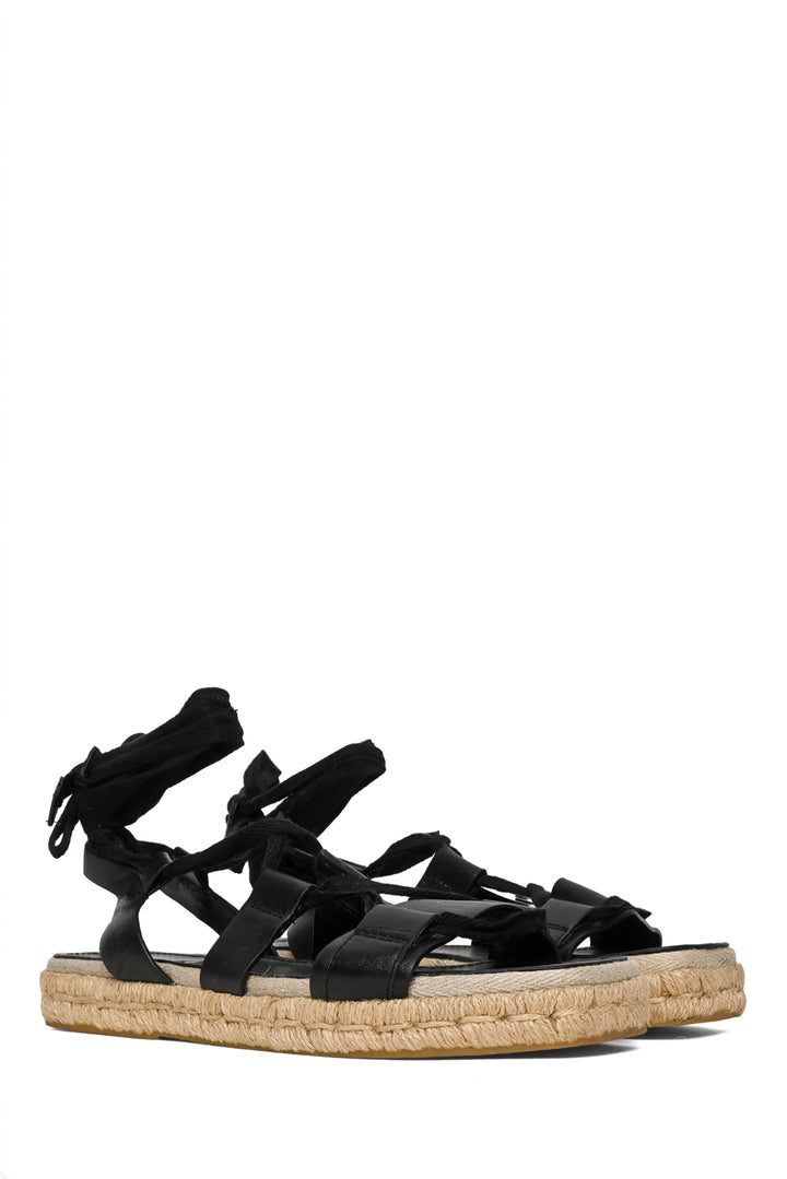 Maxmara Size 39 Elide 2 Lace-Up Calfskin Espadrille Flat Sandals