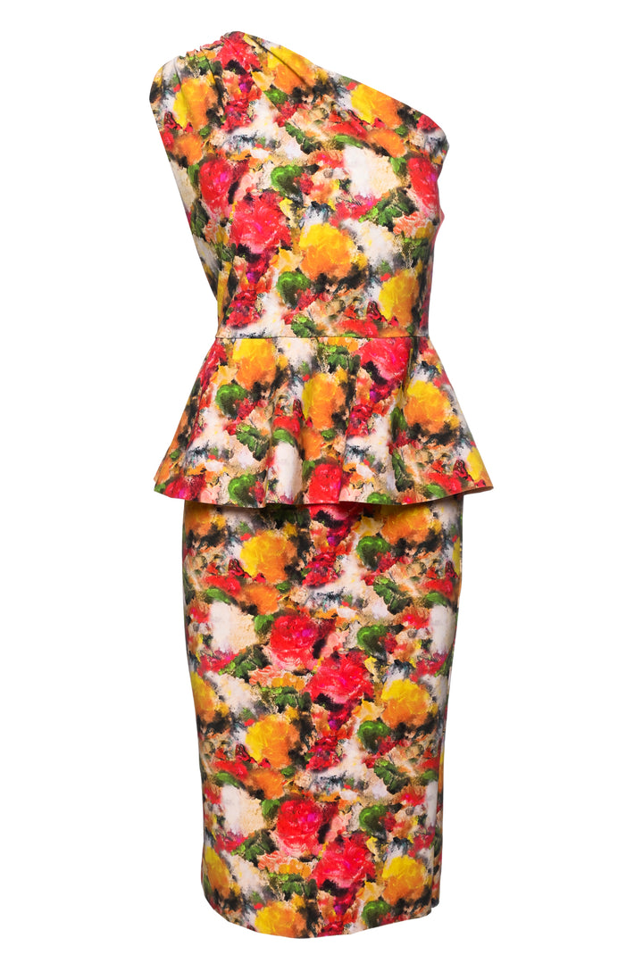 Chiara Boni Size 8 One Shoulder Midi Dress