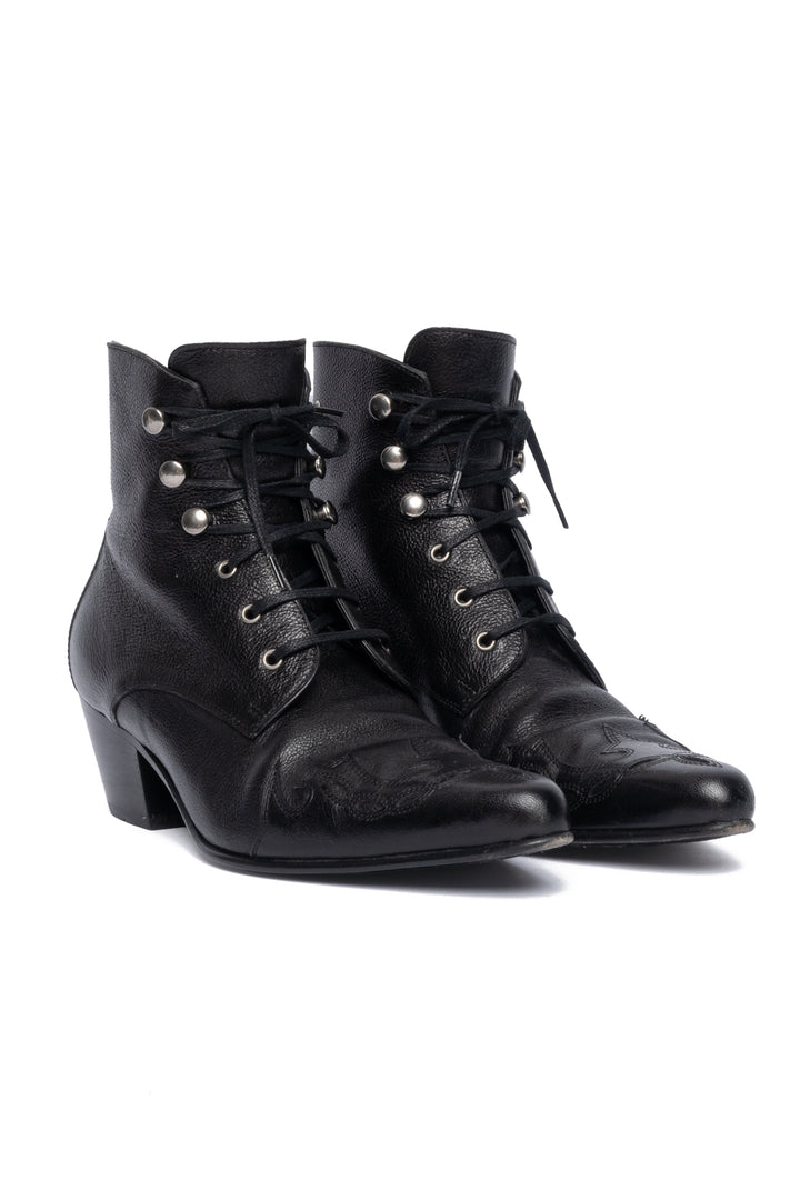 Saint Laurent Size 38.5 Rebecca Leather Ankle Boots