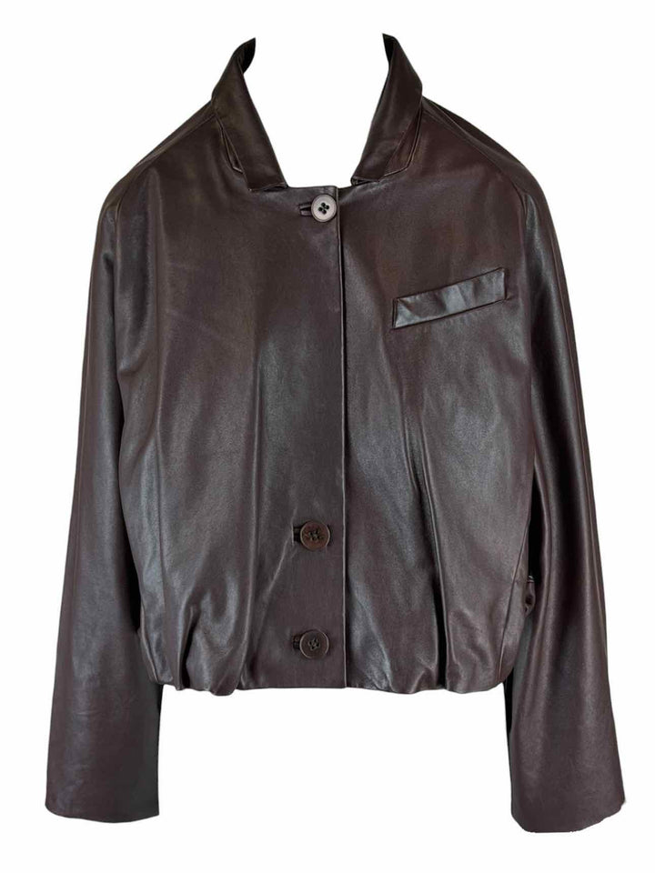 Tibi Size S Leather Raglan Sleeve Jacket