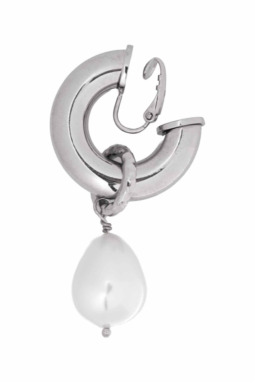 Gucci Faux Pearl Charm Single Clip-On Hoop Earring