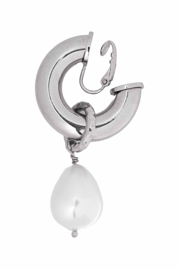 Gucci Faux Pearl Charm Single Clip-On Hoop Earring