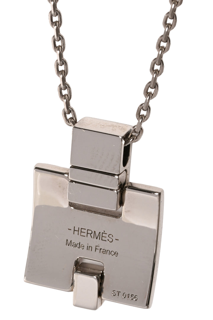 Hermes Palladium Lacquered Eileen H Pendant Necklace