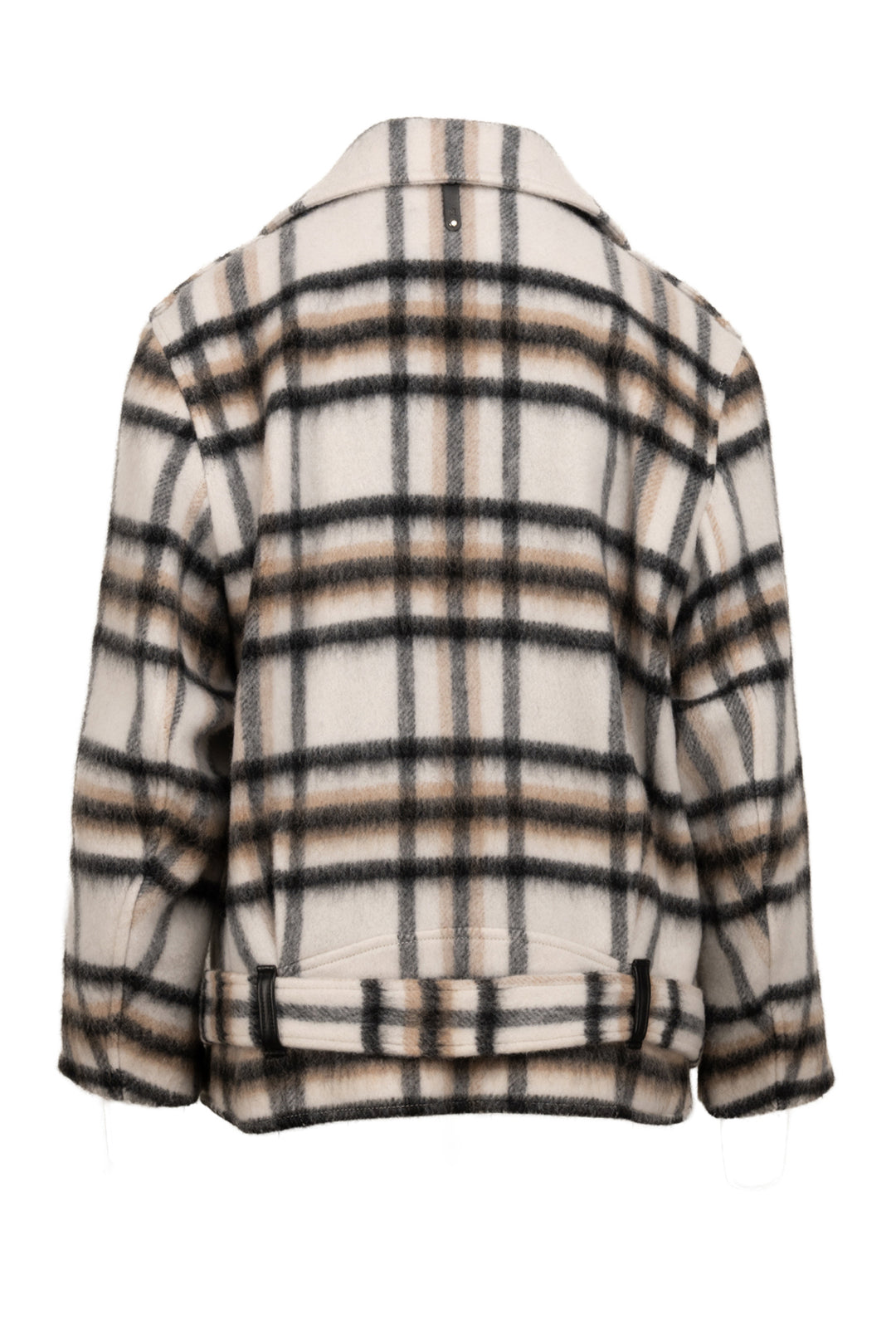 Mackage Size M Gracie Check Print Wool Blend Moto Jacket