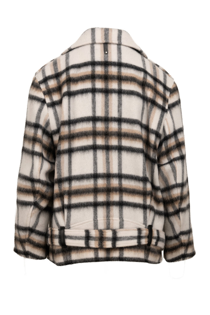 Mackage Size M Gracie Check Print Wool Blend Moto Jacket