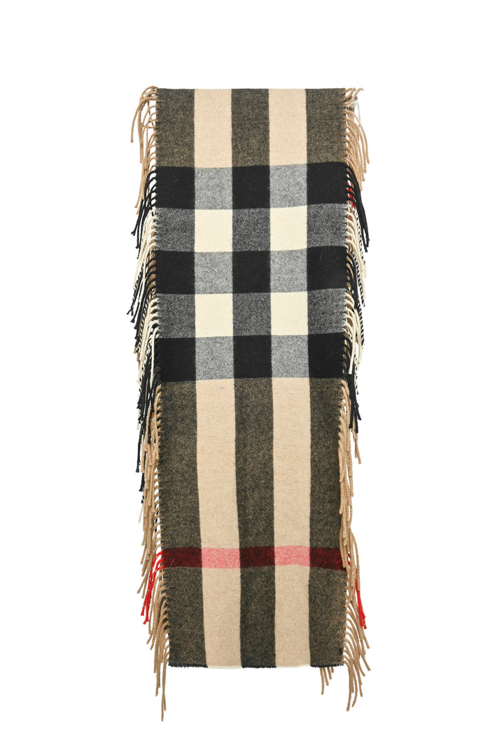 Burberry Fringe Check Cashmere Scarf