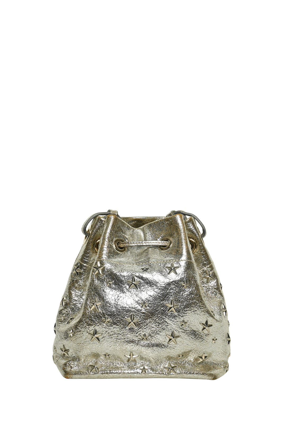 Jimmy Choo Star Studs Metallic Leather Bucket Bag Crossbody