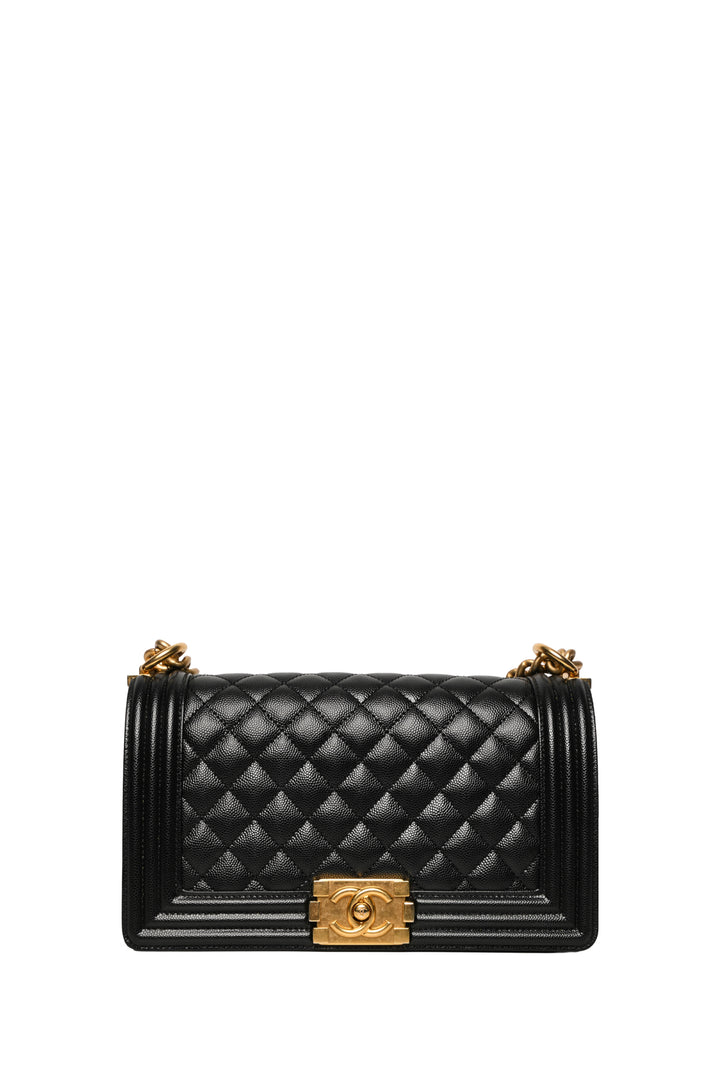 Chanel 2024 Quilted Caviar Medium Boy Bag