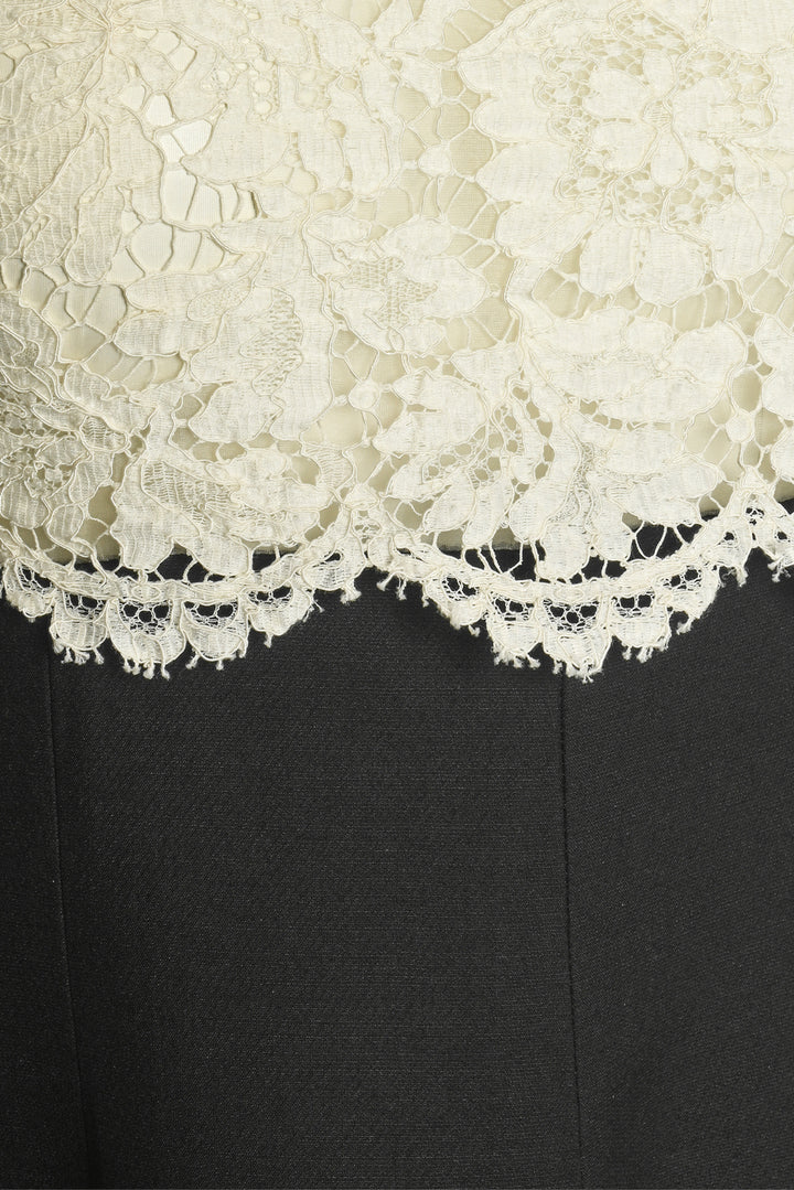 Valentino Size 4 Sleeveless Bow & Lace Wool Knee-Length Dress