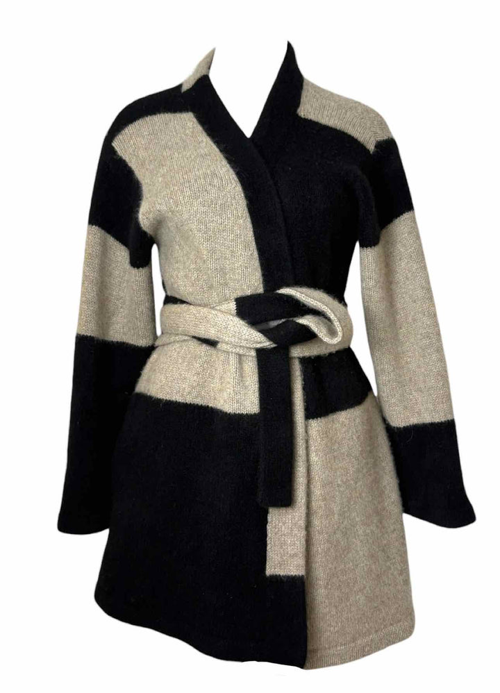 The Elder Statesman Size XS/S Striped Cashmere Belted Cardigan